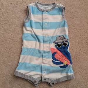 Carter's Blue and White Striped Baby Romper